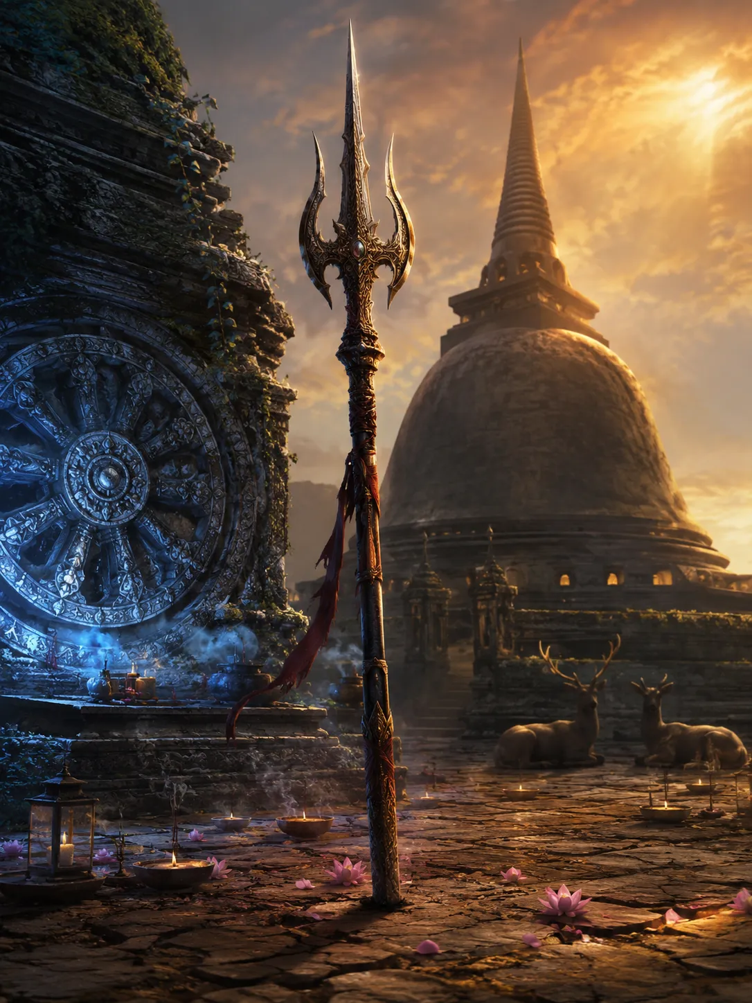 ภาพ Visual Art ของหอกกงจักร · อาวุธ Legendary แห่งทวารวดี ใบหอกจักรล้อทองแดงและแสงธรรมจักร