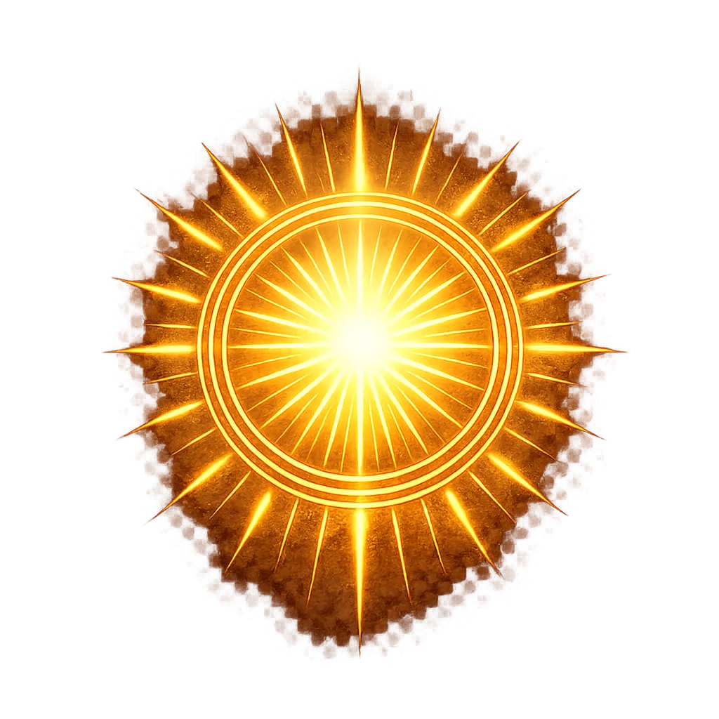 รัศมีทอง 32 แฉก · Emissive sprite (พื้นหลังโปร่งใส)